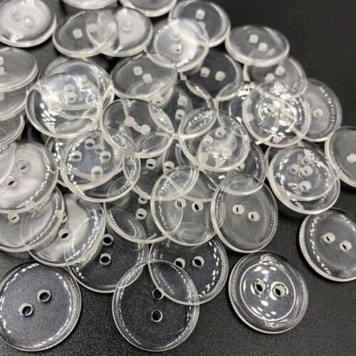 100P 18MM Transparent 2 Holes Plastic Buttons Apparel Supplies Sewing Accessories Wholesale PH177