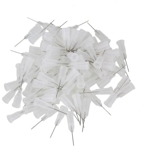 27Ga Transparent 1/2" Plastic Spiral Connector Stainless Steel Adhesive Glue Dispensing Needles Tip Pack of 100