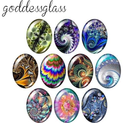 Colorful patterns screw thread Bubble 10pcs mixed 13x18mm/18x25mm/30x40mm Oval photo glass cabochon flat back Making findings
