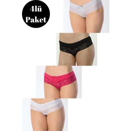 LUXXA 4'LÜ SBKG FRONT BACK LACE DETAILED WOMEN UNDERWEAR THE LINEN kit