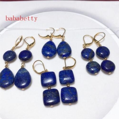 New fashion simple irregular lapiss lazulis stone handmade earrings