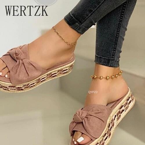 Slippers Women Bowknot Sandals 2021 Summer Cute Casual Daily Comfy Platform Ladies Sandals Dress Party Peep Toe Female Slippers