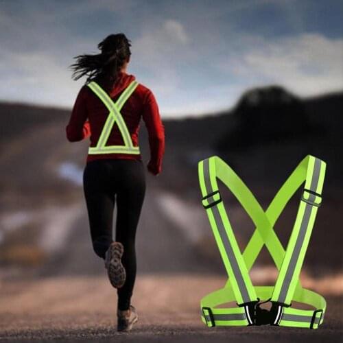 Highlight Reflective Straps Night Running Riding Clothing Night Work Adjustable Safety Vest High Visibility Elastic Jacket
