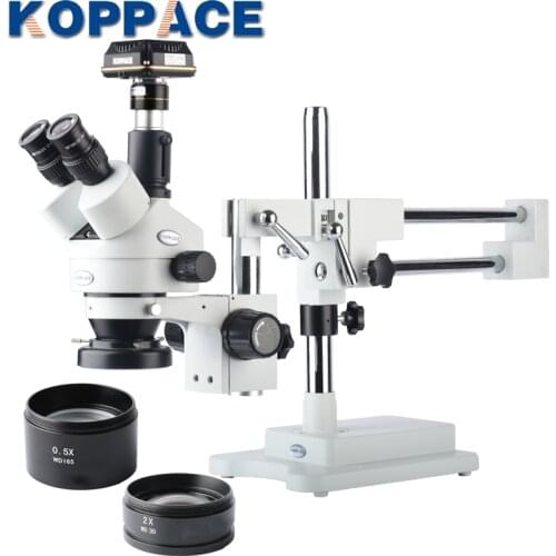 KOPPACE 3.5X-90X Trinocular Stereo Microscope Single arm Bracket 10 Million Pixels Industrial Inspection Microscope USB 3.0