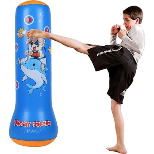 Thicken fitness children pvc inflatable vertical boxing column tumbler inflatable punching bag sandbag venting toy