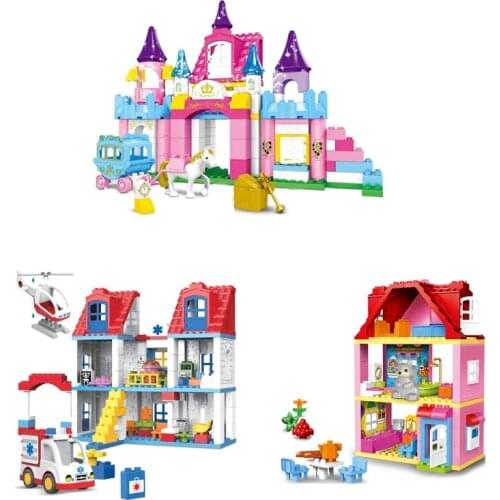 Snow Castle Blocks Bricks Set Girl Princess Family House Hospital Toys Building Block Compatible With Legoing Duplo Brinquedos