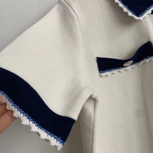 2021 Spring Summer New Women Knit Mini Skirt Color Patchwork A-line Elastic Waist Short Skirts