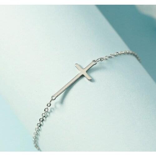 KOFSAC Trendy Cross Bracelets For Women Party Jewelry 925 Sterling Silver Simple Chic Bracelet Glamorous Girl Birthday Present