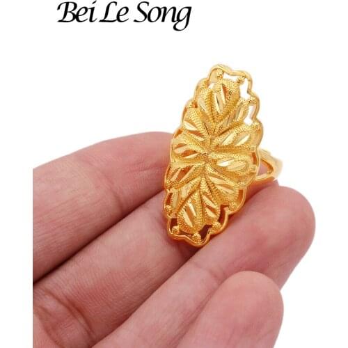 Jewellery Dubai rings gold color 24K for women wedding resizable Womens ring jewelry for girls bridal wife gifts African French