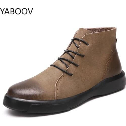 Winter Men Boots Quality Leather Martin Boots High Top Waterproof Footwear Male Casual Men Cotton Shoes Fashion New Big Size 47