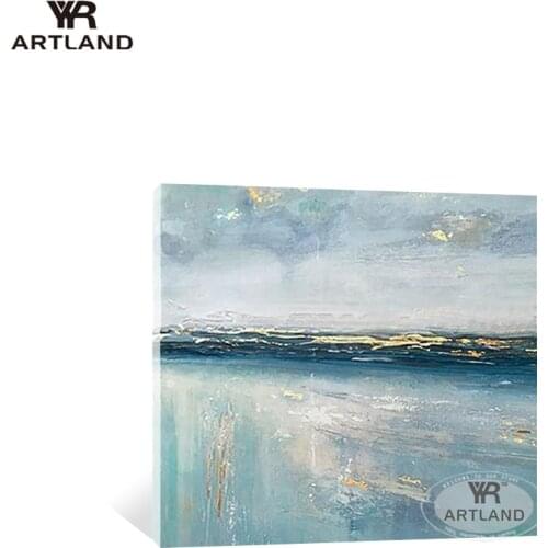 100% Handmade abstarct oil painting on canvas blue seascenery and sky landscape wall art picture poster for living room bedroom