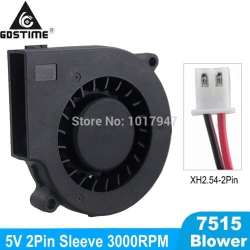 2Pcs Lot Gdstime 75mm 5V DC Blower Fan 7515 75x15mm 2 Pin Computer Cooling Exhaust Fans 7515