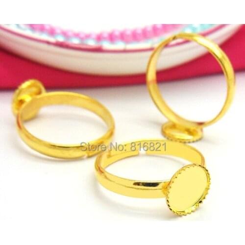 Blank Kids Ring Bases Round Bezel Cabochon Ring Settings Findings for DIY Kids Children Ring Making Golden tone 8mm 10mm 12mm