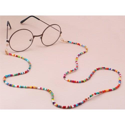 2021 Fashion Women Glasses Chain Colored Beaded Anti Slip Sunglasses Chain Strap Spectacles Cord Mask Holder Neck Strap Lanyard