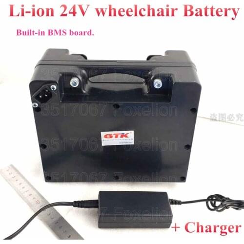 Wheel chair 24v 40Ah 30Ah Battery lithium li-ion for electric wheelchair Motor 500w 750w BMS scooter + 29.2v 2A charger
