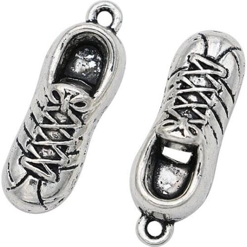 8pcs Antique Silver Plated Zinc Alloy Running Shoes Charms Pendants for Jewelry Making DIY Handmade Craft 28x9mm