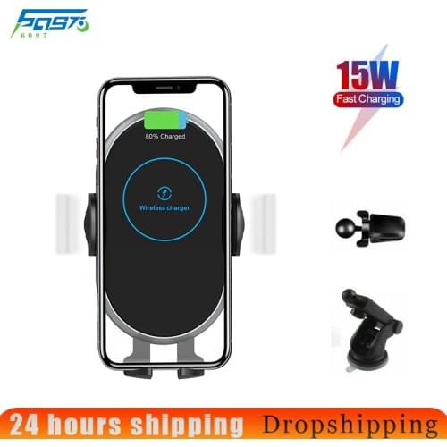 Automatic Car Wireless Charger 15W QI Fast Charging Phone Holder for iphone 12 11 pro max Samsung Xiaomi Smart Touch Induction