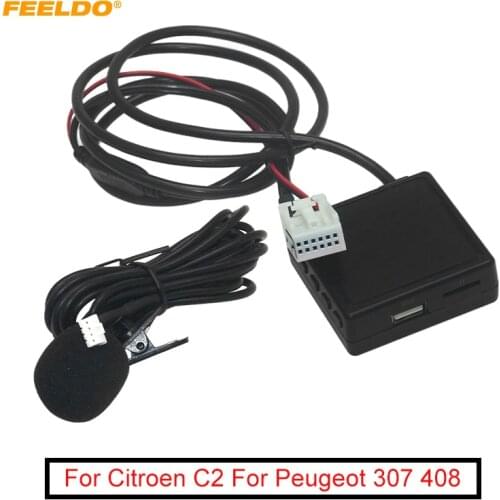 FEELDO Car Audio Bluetooth 5.0 Module AUX Microphone Cable Adapter For Citroen C2 For Peugeot 307 408 Radio Stereo AUX Adapter