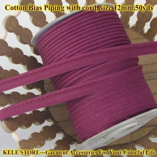 Free shipping--100% Cotton Bias Piping, Piping tape,bias Tape with cord,size:12mm, 50y,for bed linings dark red DIY sewing item