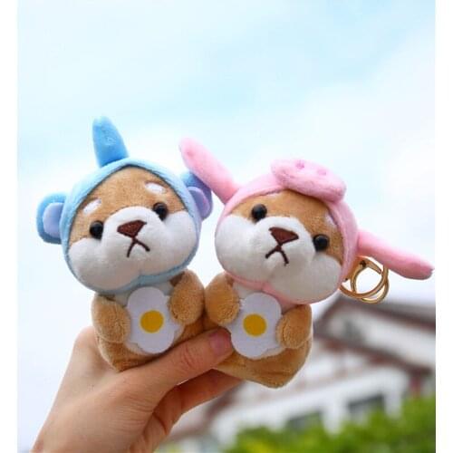 Cute Plush Toy Keychain Kawaii Bag and Key Pendant Stuffed Animals Fluffy Pom pom Faux Fur Plush Keychains puppy Car pendant