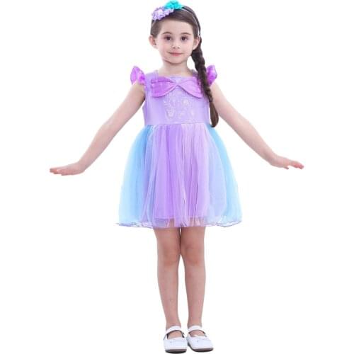 Childrens Clothes Princess Dress 2021 Summer Girl Bow Knot Pattern Sleeveless Square Collar A-Line Dress Sweet Party Dresses
