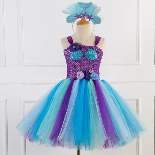 Girls Mermaid Princess Tutu Dress Children sea-maid Costume For Girl Birthday Shell Halloween Cosplay Kids Mermaid Costume