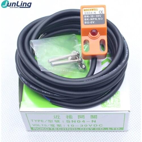 Inductive proximity switch SN04-N, NPN NO 10-30V DC 18 * 18 * 36mm 3-wire waterproof and oil proof square proximity switch