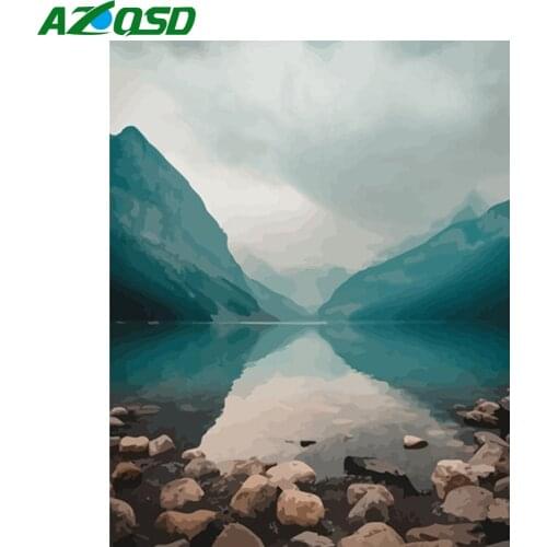 AZQSD Painting By Numbers Landscape DIY Unframe Acrylic Paint Handpainted Gift Coloring By Numbers Mountain Home Decoration