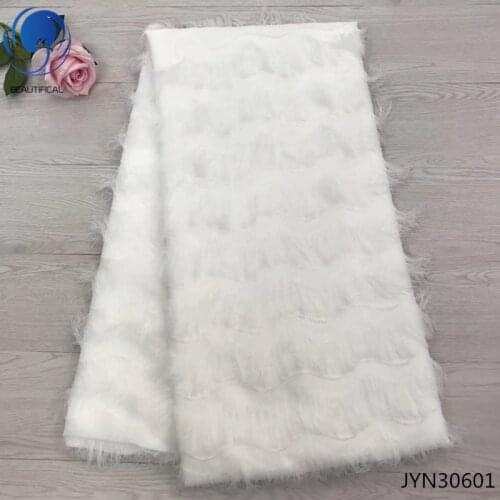 BEAUTIFICAL white and black mesh tulle lace fabrics 2018 hot selling chiffon lace fabric for party dresses 5yards/lot JYN306