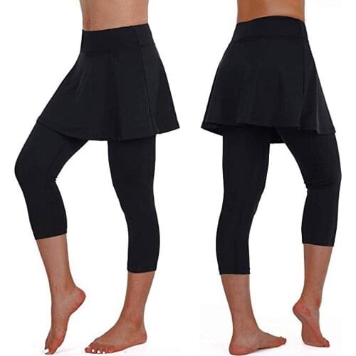 Fitness Leggings Women Skirt Tennis Pants Spandex Legging Sports Elastic Leggins Cropped Culottes legins Женские штаны Yoga Pant
