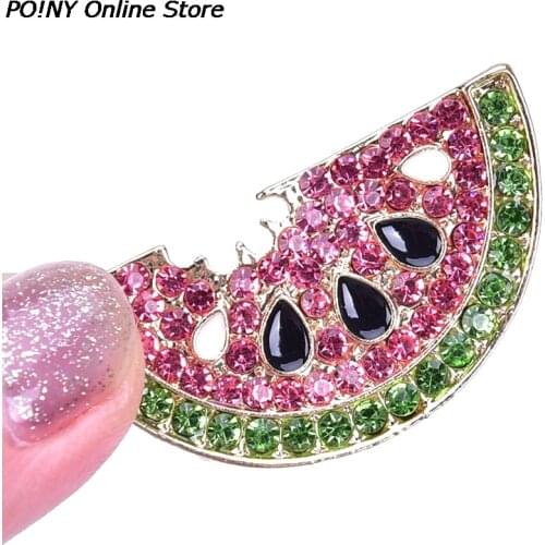 Summer Style Rhinestone Watermelon Brooches For Women Cute Fruit Brooch Pin Kids Backpack Badges Fashion Jewelry