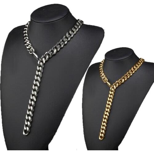 Hot Sale Chain Mens Curb Cuban Link Chain Top Quality Gold Silvercolor 316L Stainless Steel Necklace Jewelry Gift 60cm*15mm