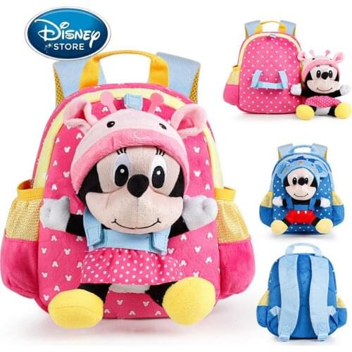 Disney Mickey Mouse Minnie Doll Cute Toddler Backpack Toddler Bag Plush Cartoon Mini Schoolbag For Baby Girl Boy 2-6 Years