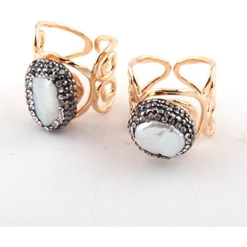 Fashion Women Rings Crystal Pearl Adjustable Lady Ring