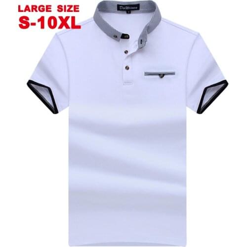 Mens Stand Collar Short Sleeve T-shirt Business Casual Mens Cotton T-shirt Loose Large Polo Shirt