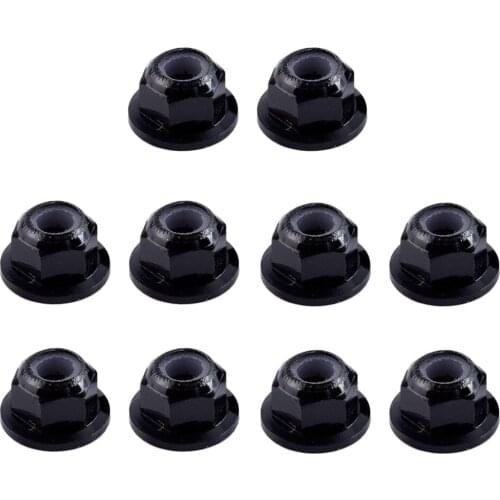 Set of 10 Black Steel M4 4mm 1:10 Scale RC Remote Control Vehicles Fastener Nuts Wheel Tires Accs
