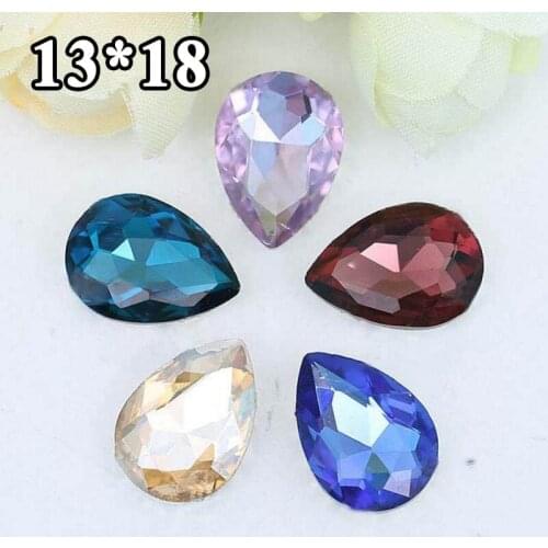 20pcs 13*18 Pointback Crystal Glass Rhinestones Stick On DIY Accessories White Black Grey Green Brown Blue Rhinestone For Bag