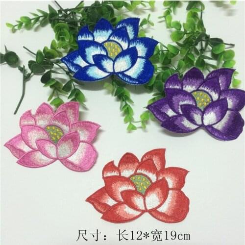 Embroidery Flower Iron On Patches Clothes Appliques Sew On Motif Badge DIY Clothing Bag