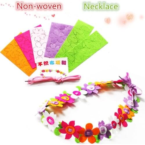 DIY Non-woven Necklace Flower Wreaths Handmade Craft Toys Kids DIY Material Bag Creative Childrens Day Gift