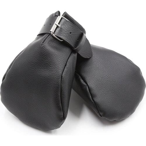 Fetish PU Leather Bondage Mittens Lockable Gloves Dog Paw Palm Sensory Deprivation Padded Fist Mitts BDSM Sex Toys Sex Shop