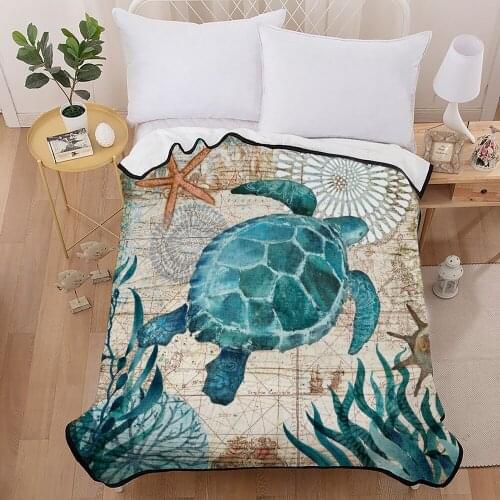 Classical Ocean Tortoise Whale Summer Blanket Throw Bedspread 150x200cm for Adults Children on Bed Sofa Sleeping Covers