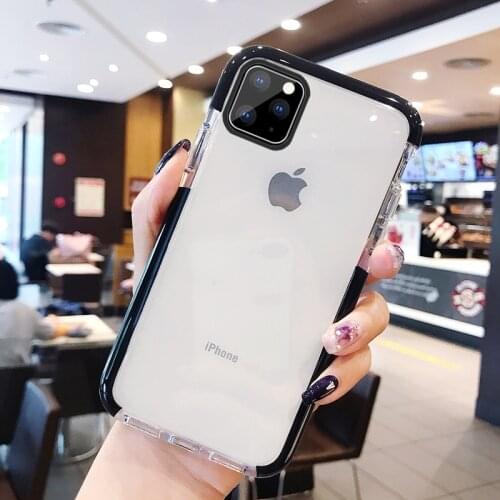 Shockproof black bumper case for iphone 11 12 pro max phone cases for iphone 12 mini 11 8 7 Plus white frame soft silicone cover