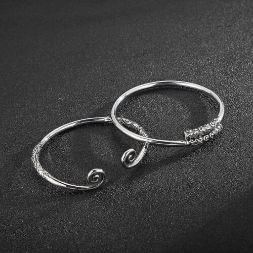 Titanium steel hoop curse open bracelet for men and women a pair of wishful golden hoop couple bracelets