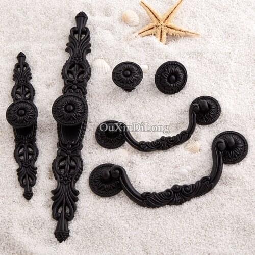 Top Designed 10PCS European Black Kitchen Door Furniture Handles Cupboard Wardrobe Drawer Cabinet Kitchen Pulls Handles&Knobs