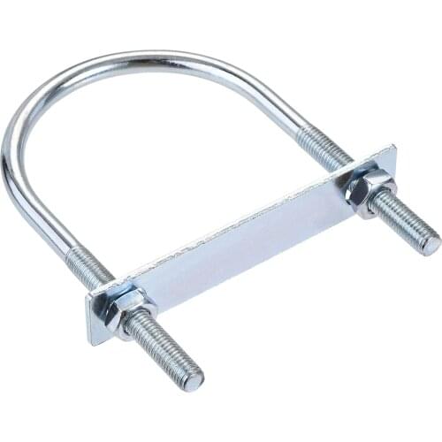 Uxcell Round U-Bolt 3.54"(90mm) Inner Width 150mm Length Steel M10 with Nut, Plate 1 Set