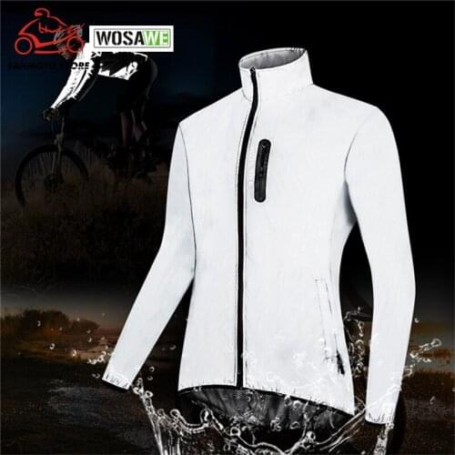 WOSAWE Mens Cycling Motorcycle Silver Windbreaker Ultra-Light Windproof Water Repellent Zipper Pockets Long Sleeve Running Coat