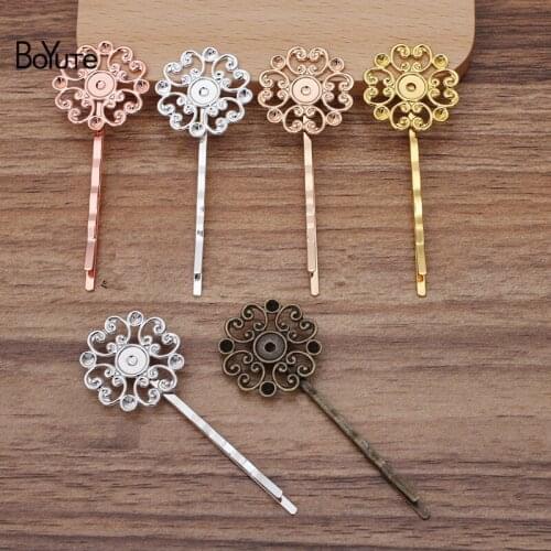 BoYuTe Custom Made (200 Pieces/Lot) 23MM Filigree Flower Hairpin Factory Supply DIY Jewelry Accessories Wholesale