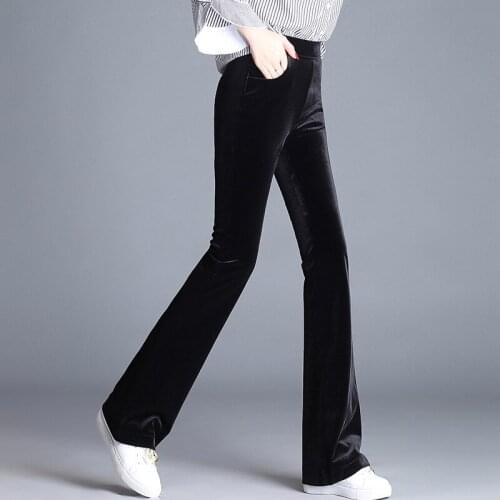 Pants women gold velvet micro bell pants women winter new fall velvet trousers high waist plus velvet drape wide leg pants