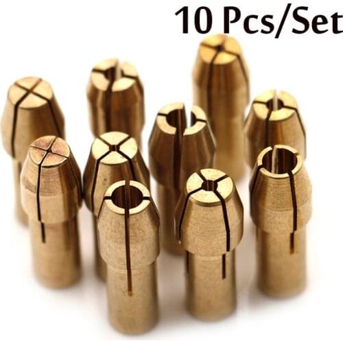 10pcs Drill Chucks Adapter Collets Quick Chuck for DREMEL Brass Collect Drilling Power Hand Rotory Power Tool 2.9-3.2mm shank