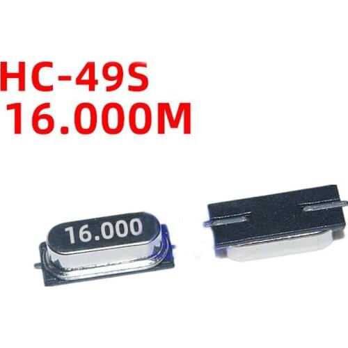 20pcs smd hc-49s 16.000mhz 16MHz HC49S 16M 20ppm 20pF quartz resonator crystal